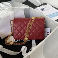 Chanel MINI FLAP BAG AS3378 Lambskin & Gold-Tone Metal Red A