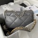 Large Chanel 19 Flap Bag Goatskin/Lambskin Dark Grey Silver High