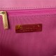 Large Chanel 19 Flap Bag Goatskin/Lambskin Dark Pink Silver High