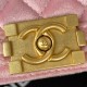 Chanel MINI BOY Chanel MESSENGER BAG Velvet & Gold-Tone Metal AS3315 Pink A