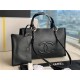 SMALL SHOPPING BAG AS3129 Calfskin Silver-Tone Metal Black High