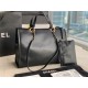 LARGE SHOPPING BAG AS3128 Calfskin Gold-Tone Metal Black High