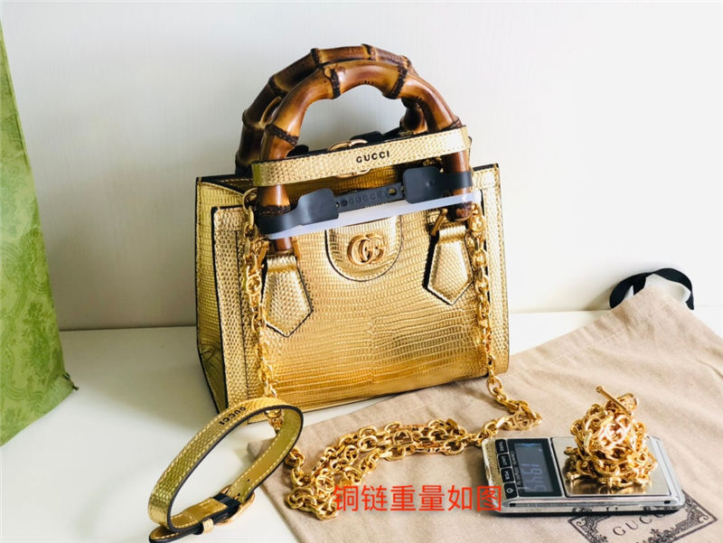 Gucci Diana mini tote bag 675800 Lizard Gold High