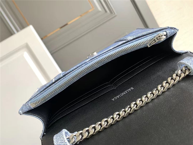 WOMEN'S HOURGLASS WALLET ON CHAIN The Hacker Project Denim/Lambskin High