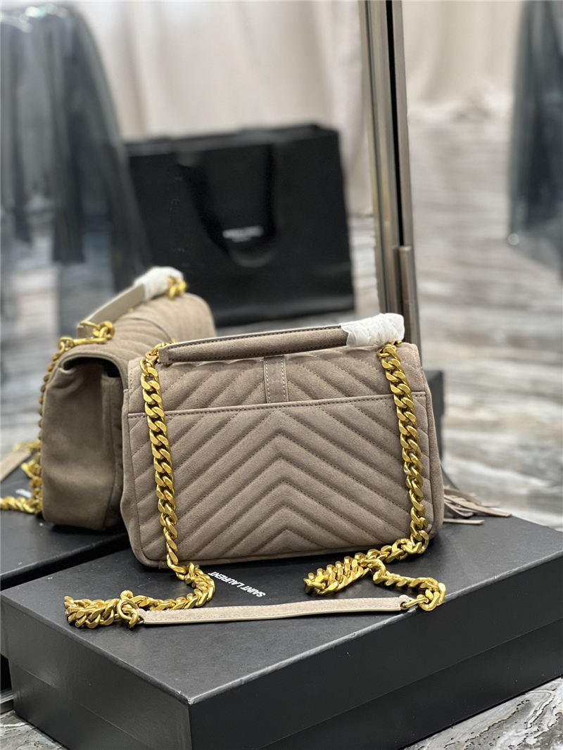 COLLEGE MEDIUM CHAIN BAG IN LIGHT SUEDE WITH FRINGES High