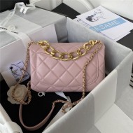 Small Flap Bag AS3367 Lambskin & Gold-Tone Metal Pink A