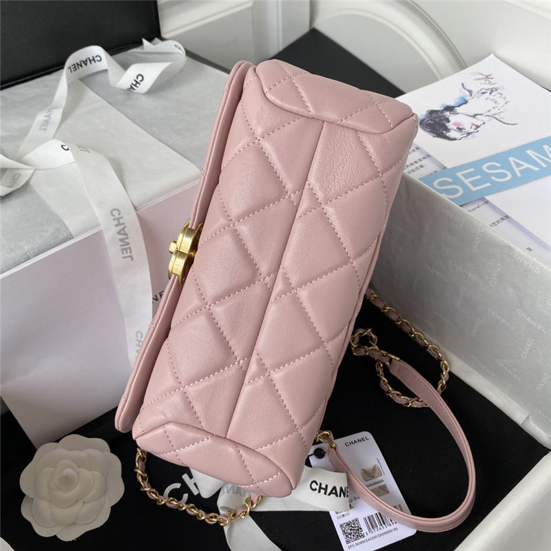 Small Flap Bag AS3367 Lambskin & Gold-Tone Metal Pink A