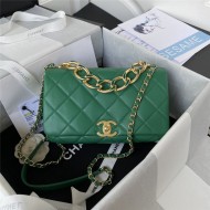 Small Flap Bag AS3367 Lambskin & Gold-Tone Metal Green A