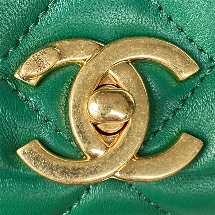 Small Flap Bag AS3367 Lambskin & Gold-Tone Metal Green A