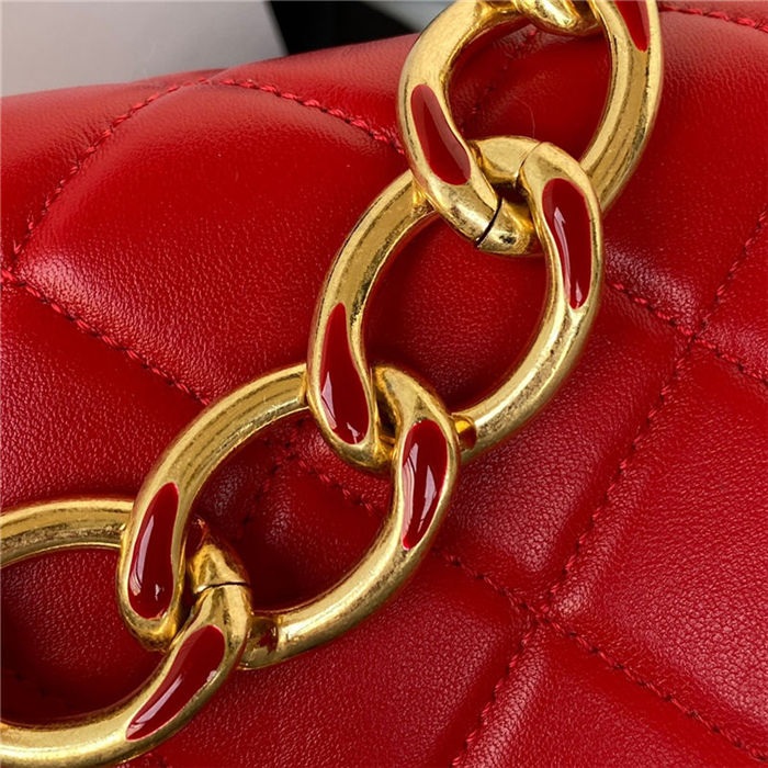 Mini Flap Bag AS3366 Lambskin & Gold-Tone Metal Red A