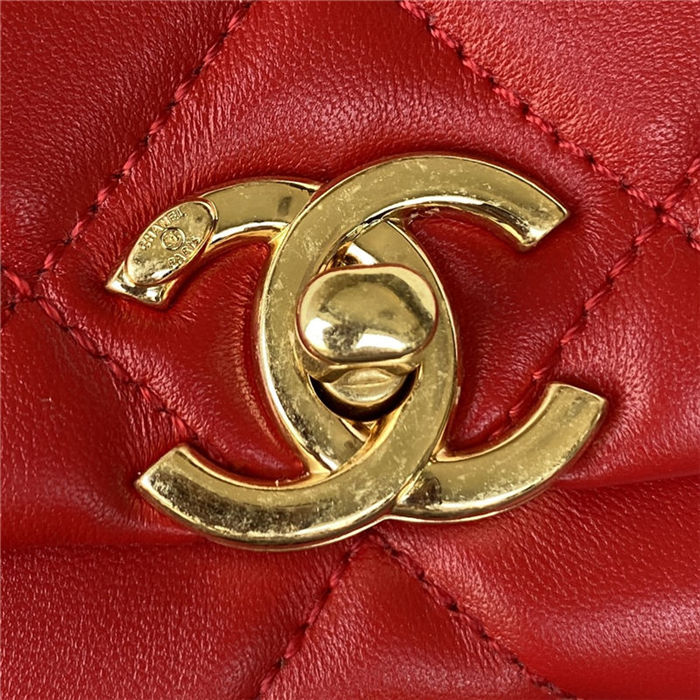 Mini Flap Bag AS3366 Lambskin & Gold-Tone Metal Red A