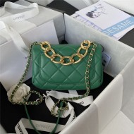 Mini Flap Bag AS3366 Lambskin & Gold-Tone Metal Green A