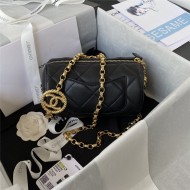 Chanel MINI BOWLING BAG Lambskin & Gold-Tone Metal AS3384 A