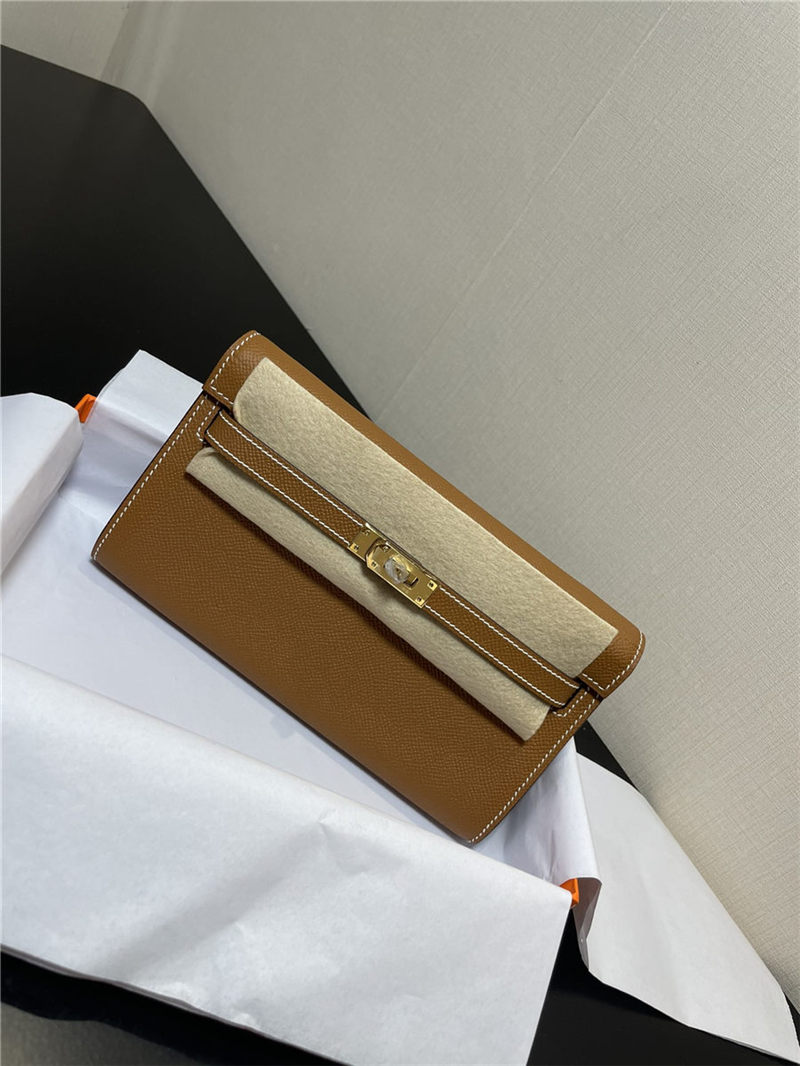 Hermes Kelly Classique To Go wallet Epsom calfskin Gold Gold-Metal WAX High