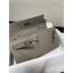 Hermes Kelly Classique To Go wallet Epsom calfskin Light Grey Silver-Metal WAX High