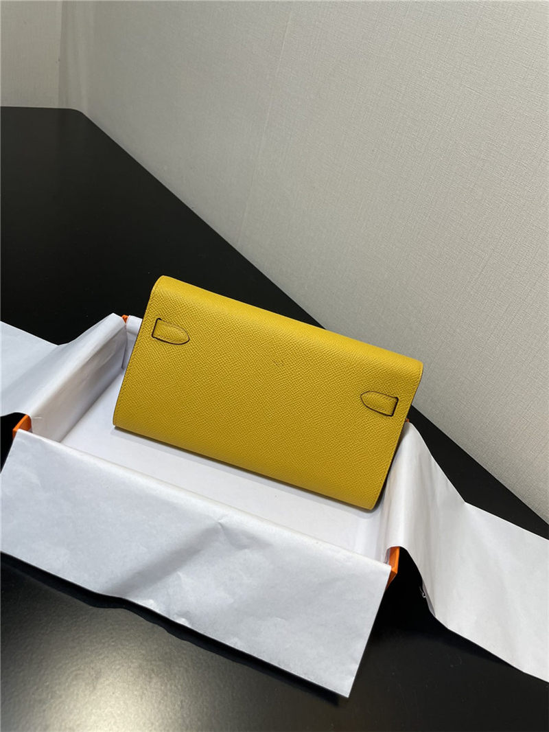 Hermes Kelly Classique To Go wallet Epsom calfskin Yellow Gold-Metal WAX High