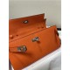 Hermes Kelly Classique To Go wallet Epsom calfskin Orange Silver-Metal WAX High