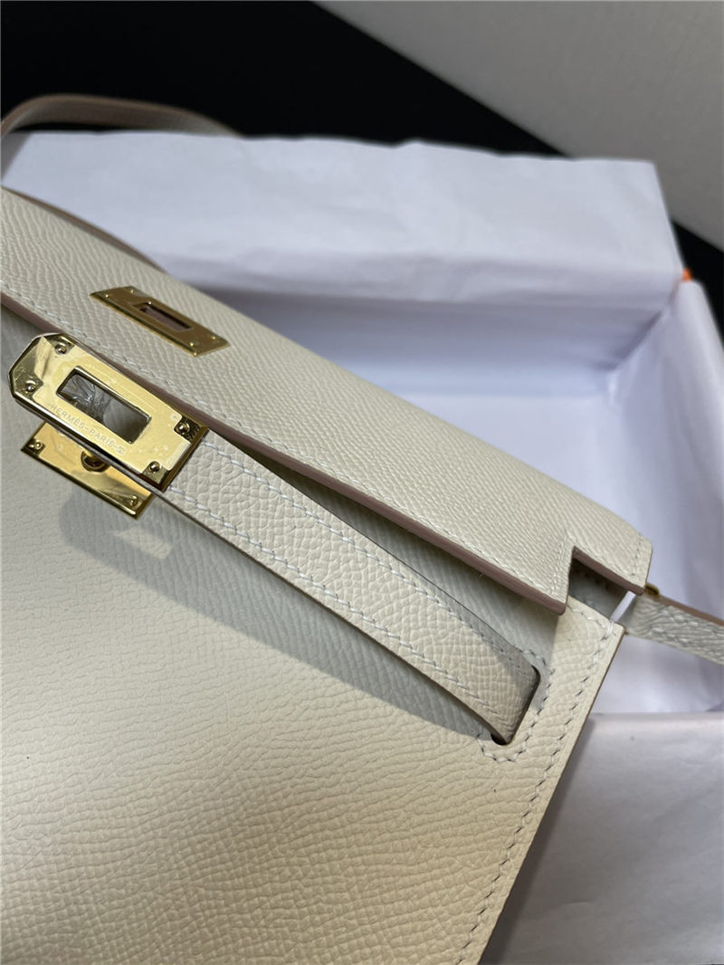 Hermes Kelly Classique To Go wallet Epsom calfskin Cream Gold-Metal WAX High