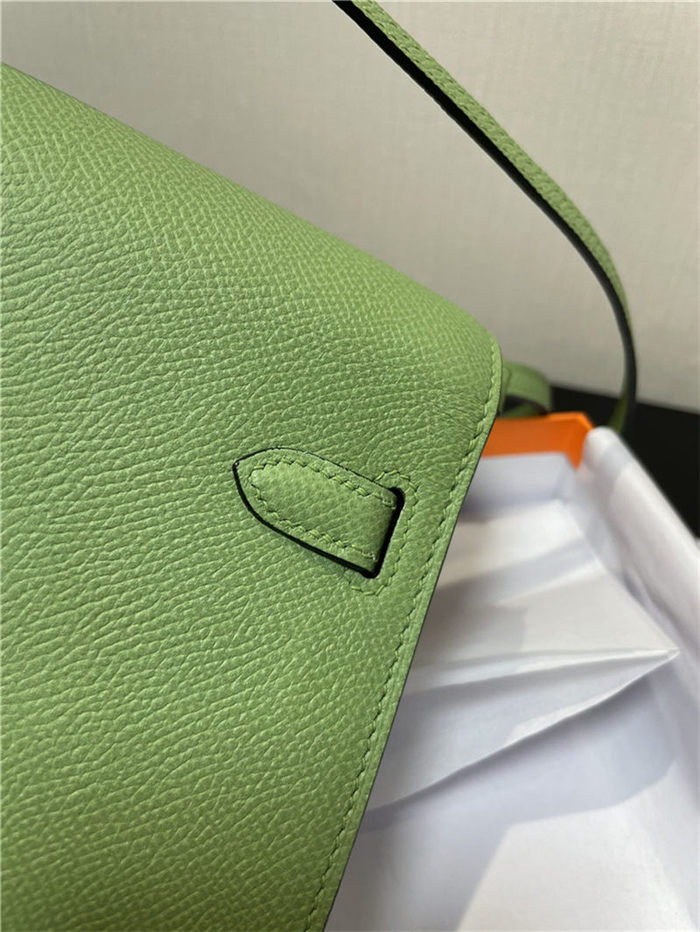 Hermes Kelly Classique To Go wallet Epsom calfskin Green Silver-Metal WAX High