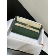 Hermes Kelly Classique To Go wallet Epsom calfskin Olive Gold-Metal WAX High