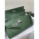 Hermes Kelly Classique To Go wallet Epsom calfskin Olive Silver-Metal WAX High