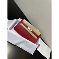 Hermes Kelly Classique To Go wallet Epsom calfskin Red Gold-Metal WAX High