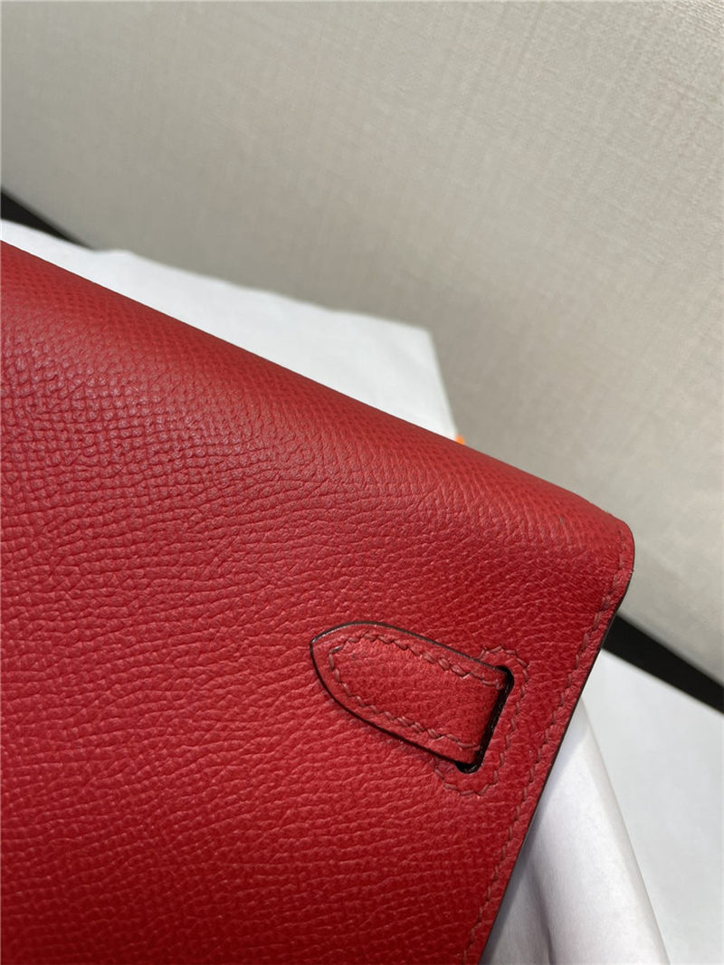 Hermes Kelly Classique To Go wallet Epsom calfskin Red Gold-Metal WAX High