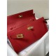 Hermes Kelly Classique To Go wallet Epsom calfskin Red Gold-Metal WAX High