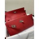 Hermes Kelly Classique To Go wallet Epsom calfskin Red Silver-Metal WAX High