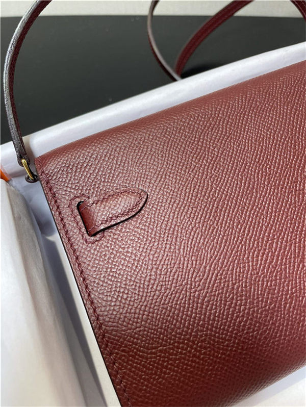 Hermes Kelly Classique To Go wallet Epsom calfskin Burgundy Gold-Metal WAX High