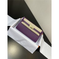 Hermes Kelly Classique To Go wallet Epsom calfskin Purple Gold-Metal WAX High