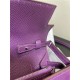 Hermes Kelly Classique To Go wallet Epsom calfskin Purple Silver-Metal WAX High