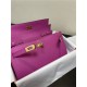 Hermes Kelly Classique To Go wallet Epsom calfskin Fuchsia Gold-Metal WAX High