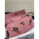 Hermes Kelly Classique To Go wallet Epsom calfskin Pink Silver-Metal WAX High