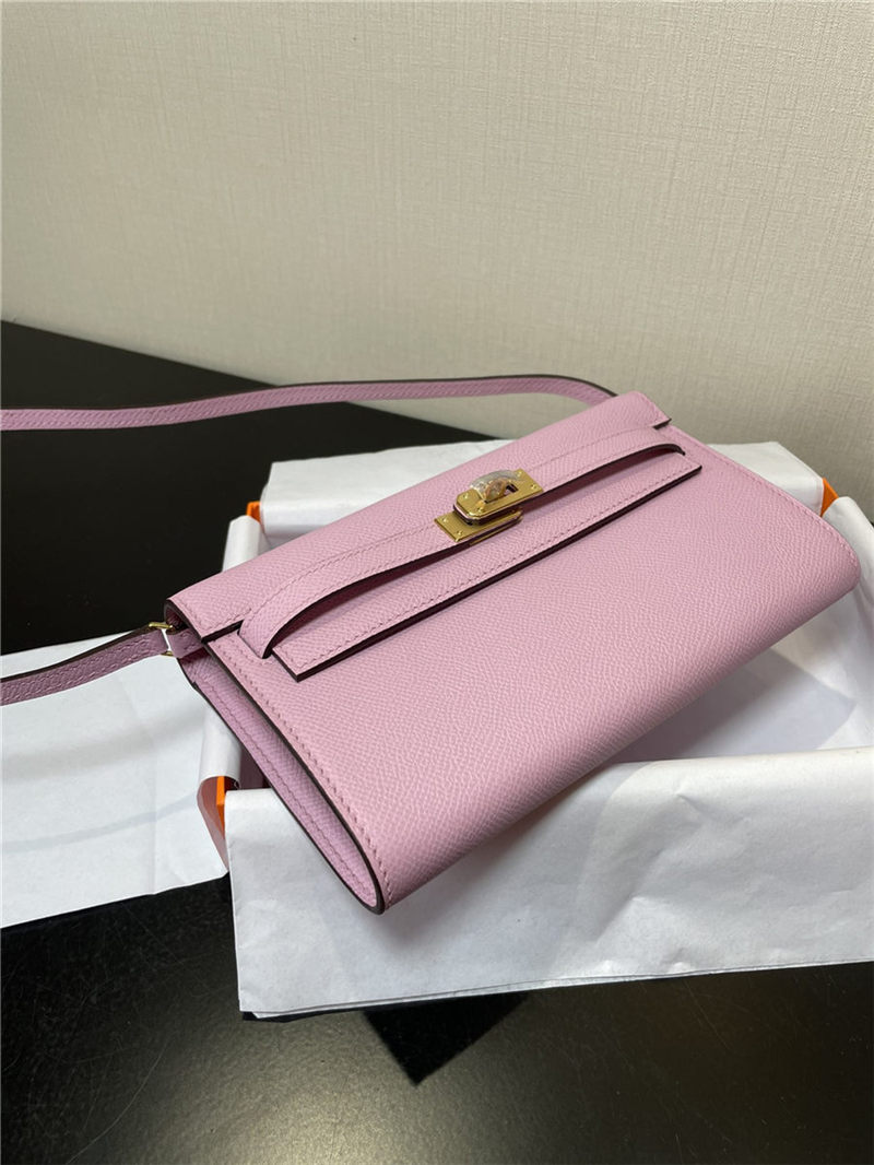 Hermes Kelly Classique To Go wallet Epsom calfskin Lilac Gold-Metal WAX High