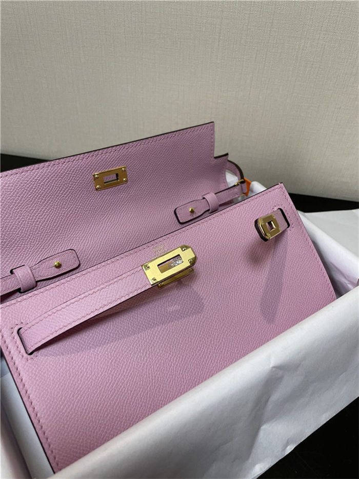 Hermes Kelly Classique To Go wallet Epsom calfskin Lilac Gold-Metal WAX High