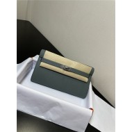 Hermes Kelly Classique To Go wallet Epsom calfskin Grey Green Silver-Metal WAX High