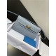 Hermes Kelly Classique To Go wallet Epsom calfskin Grey Blue Gold-Metal WAX High