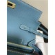 Hermes Kelly Classique To Go wallet Epsom calfskin Denim Blue Gold-Metal WAX High