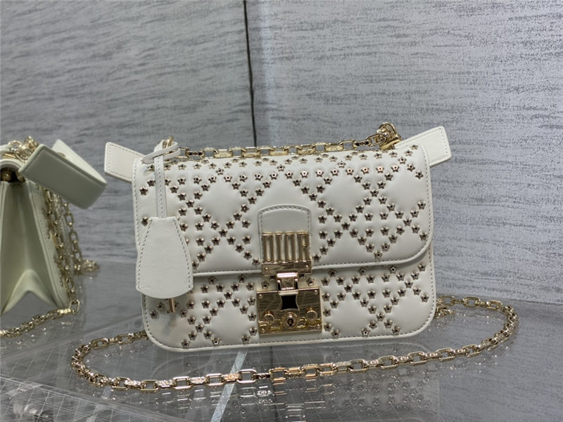 SMALL Dior ADDICT BAG Lucky Star Cannage Lambskin White High