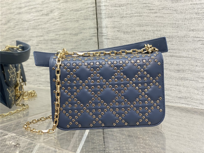 SMALL Dior ADDICT BAG Lucky Star Cannage Lambskin Denim Blue High