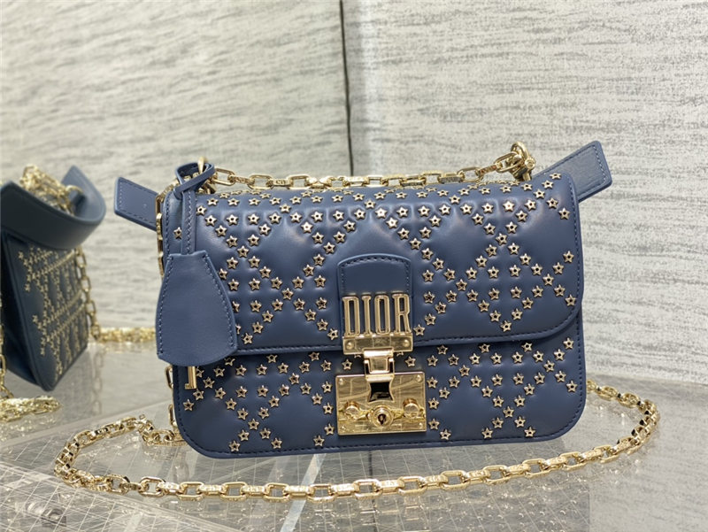 SMALL Dior ADDICT BAG Lucky Star Cannage Lambskin Denim Blue High