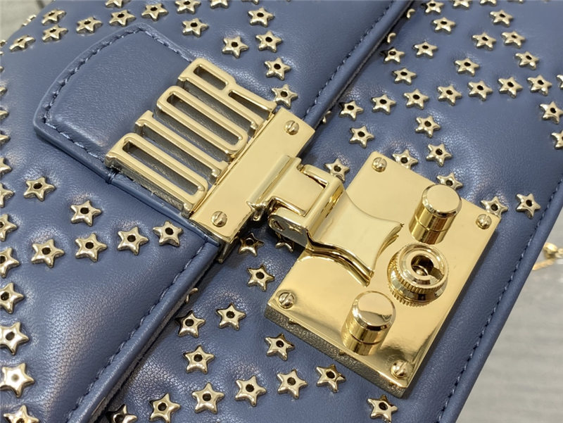 SMALL Dior ADDICT BAG Lucky Star Cannage Lambskin Denim Blue High