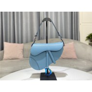 SADDLE BAG Iridescent-finish metal Grained Calfskin Blue High