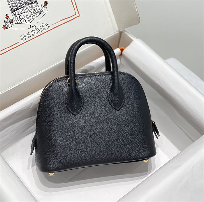 Hermes Bolide Mini Bag Evercolor calfskin WAX Black Gold-Metal High