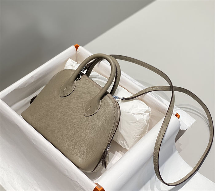 Hermes Bolide Mini Bag Evercolor calfskin WAX Gris Asphalte Silver-Metal High