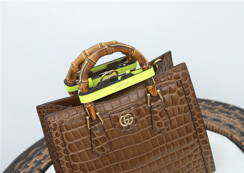 Gucci Diana small tote bag Crocodile 660195 Brown High