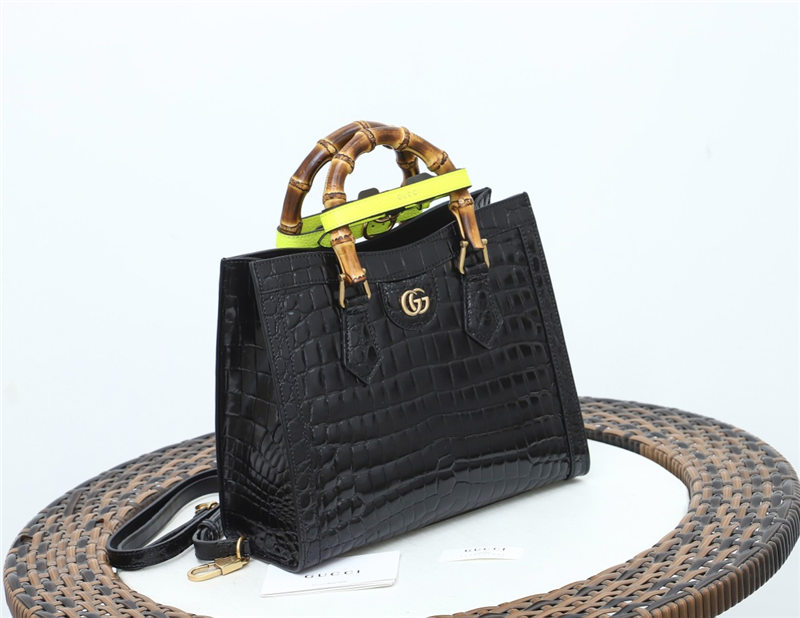 Gucci Diana small tote bag Crocodile 660195 Black High