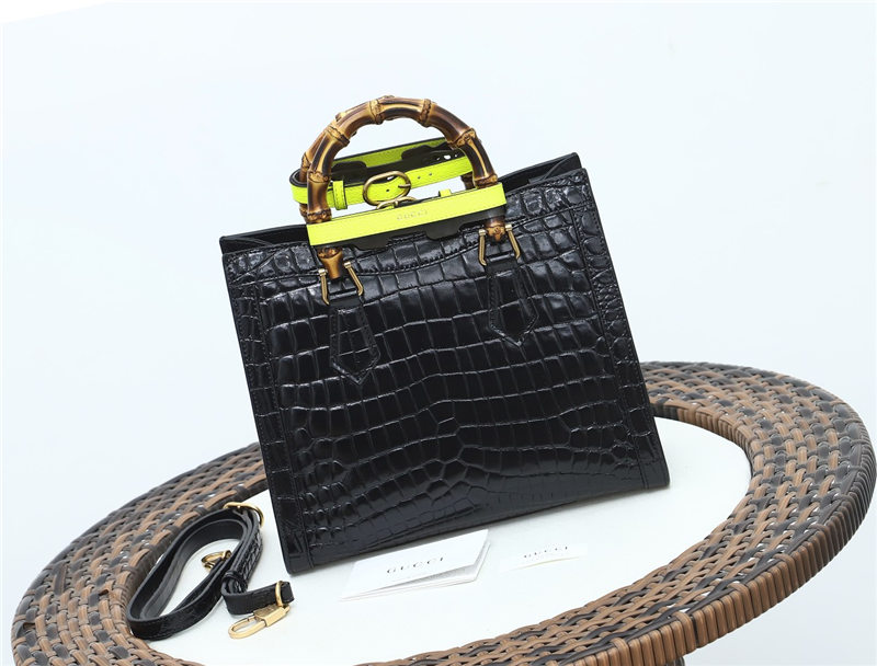 Gucci Diana small tote bag Crocodile 660195 Black High