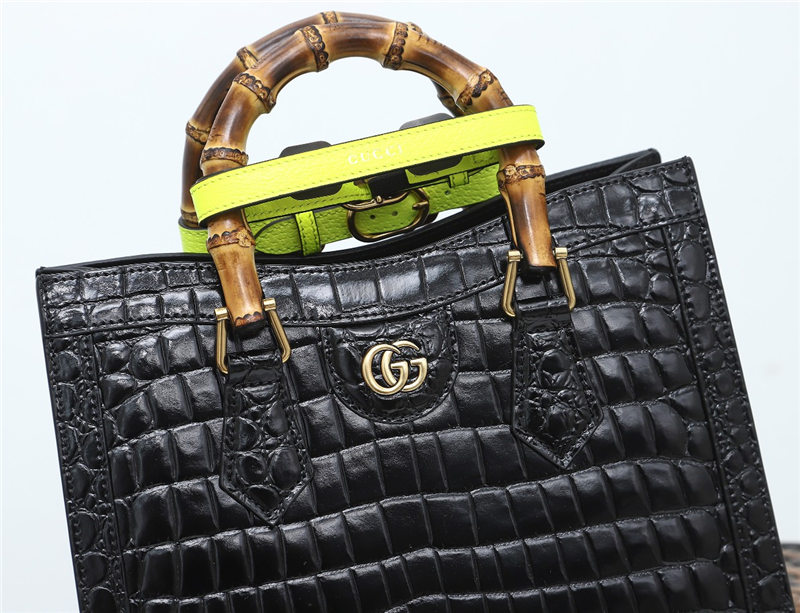 Gucci Diana small tote bag Crocodile 660195 Black High